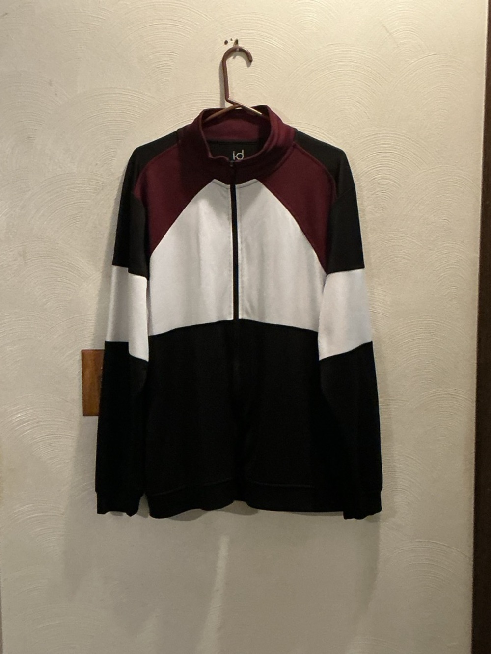 Ideology Men's Colorblock Full-Zip  Jacket - Black, White, & Burgundy. Size XL.